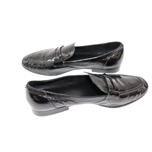 CLASSIC KATE SPADE BLACK CRINKLE PATENT Leather Genevieve Loafers Shoes 9 1/2 M - Picture 2 of 10